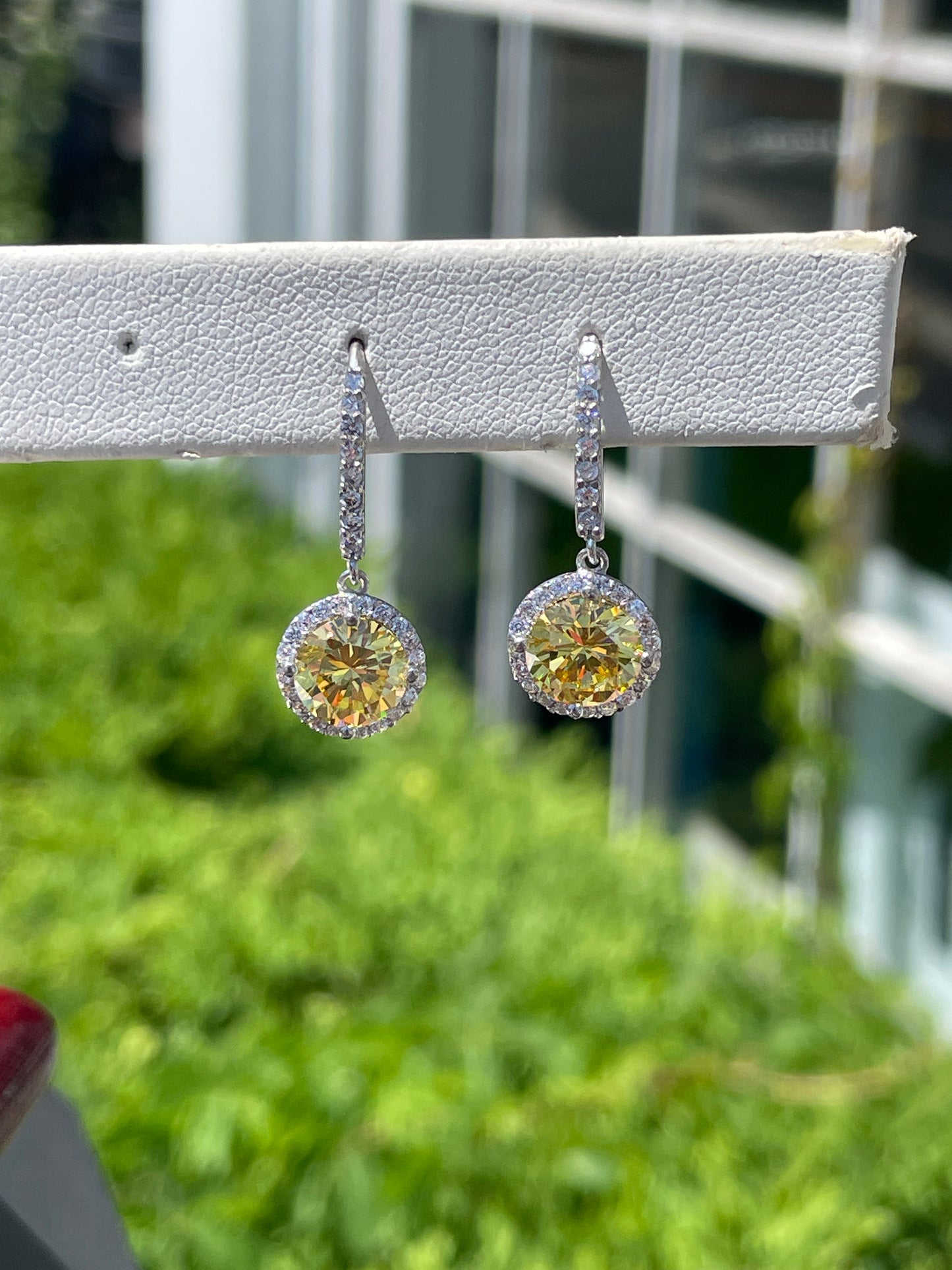 925 Sterling Silver Canary Yellow Zirconia Drop Earrings