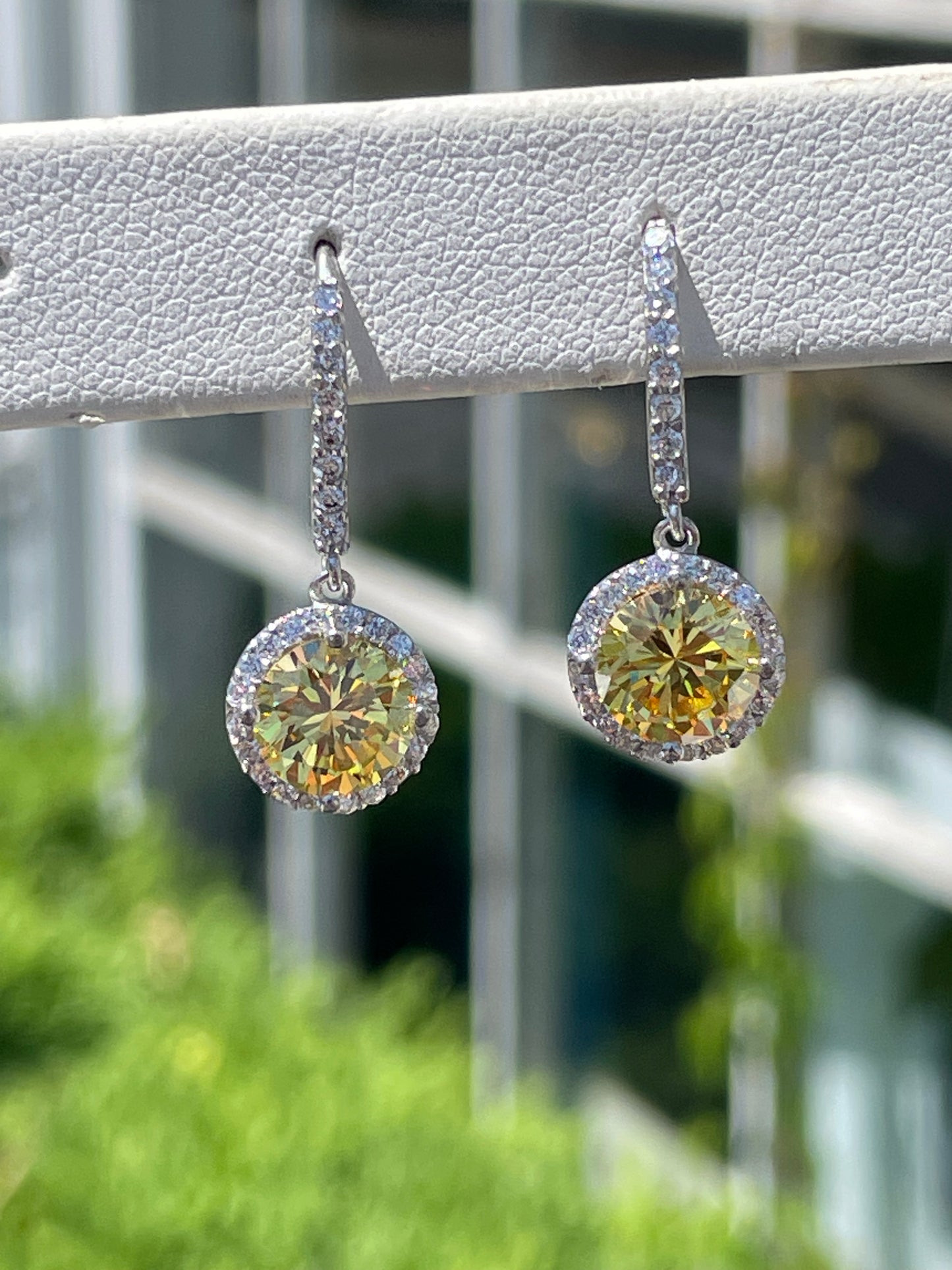 925 Sterling Silver Canary Yellow Zirconia Drop Earrings