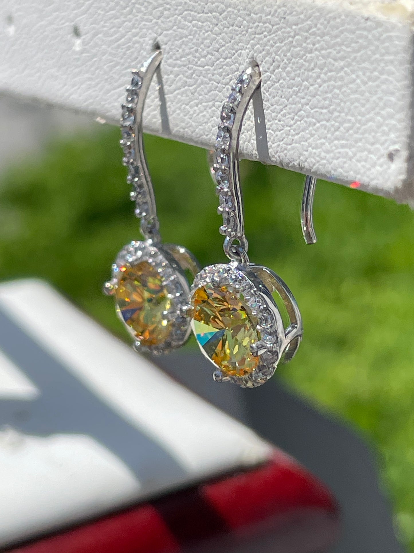 925 Sterling Silver Canary Yellow Zirconia Drop Earrings