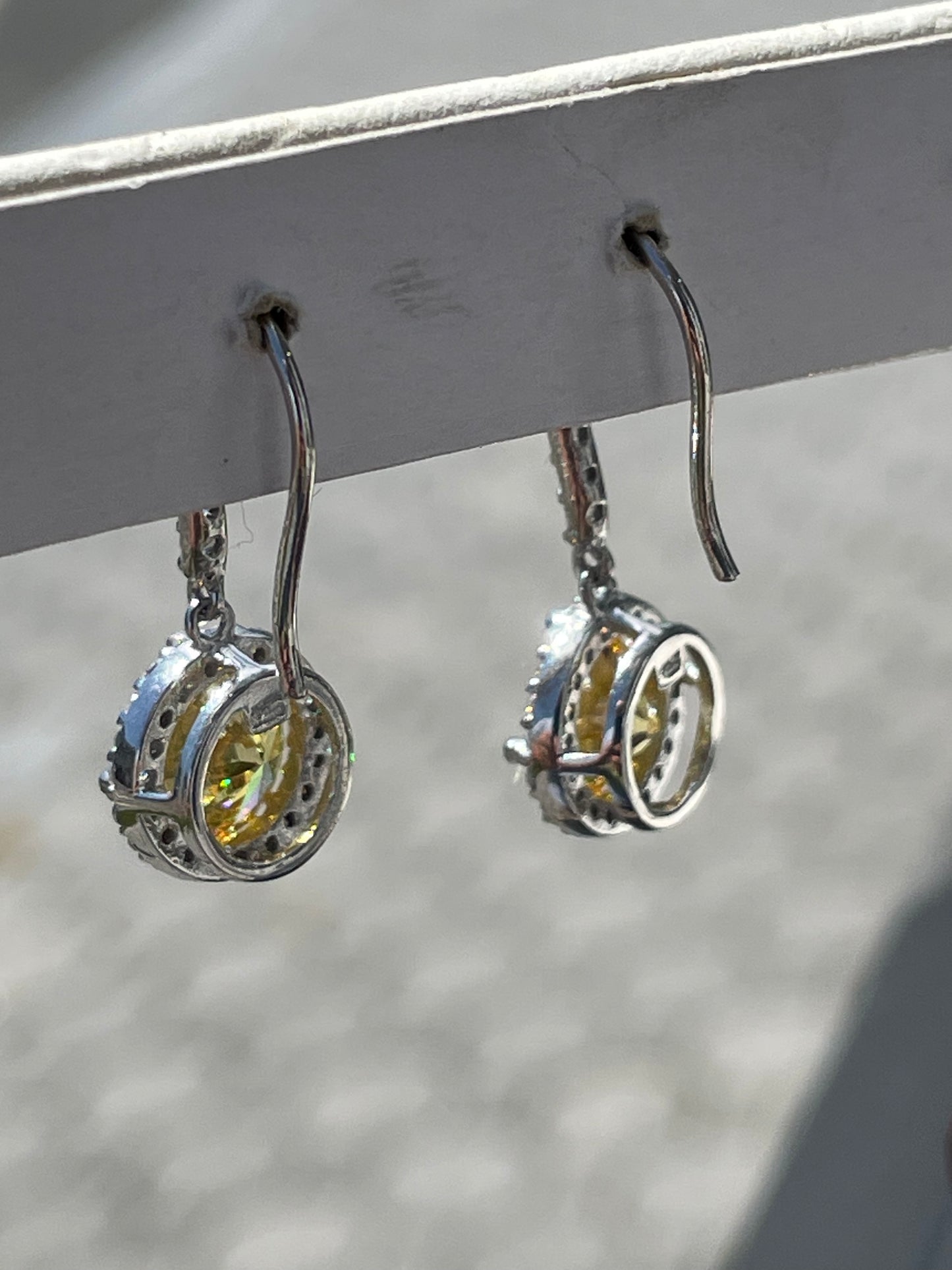 925 Sterling Silver Canary Yellow Zirconia Drop Earrings