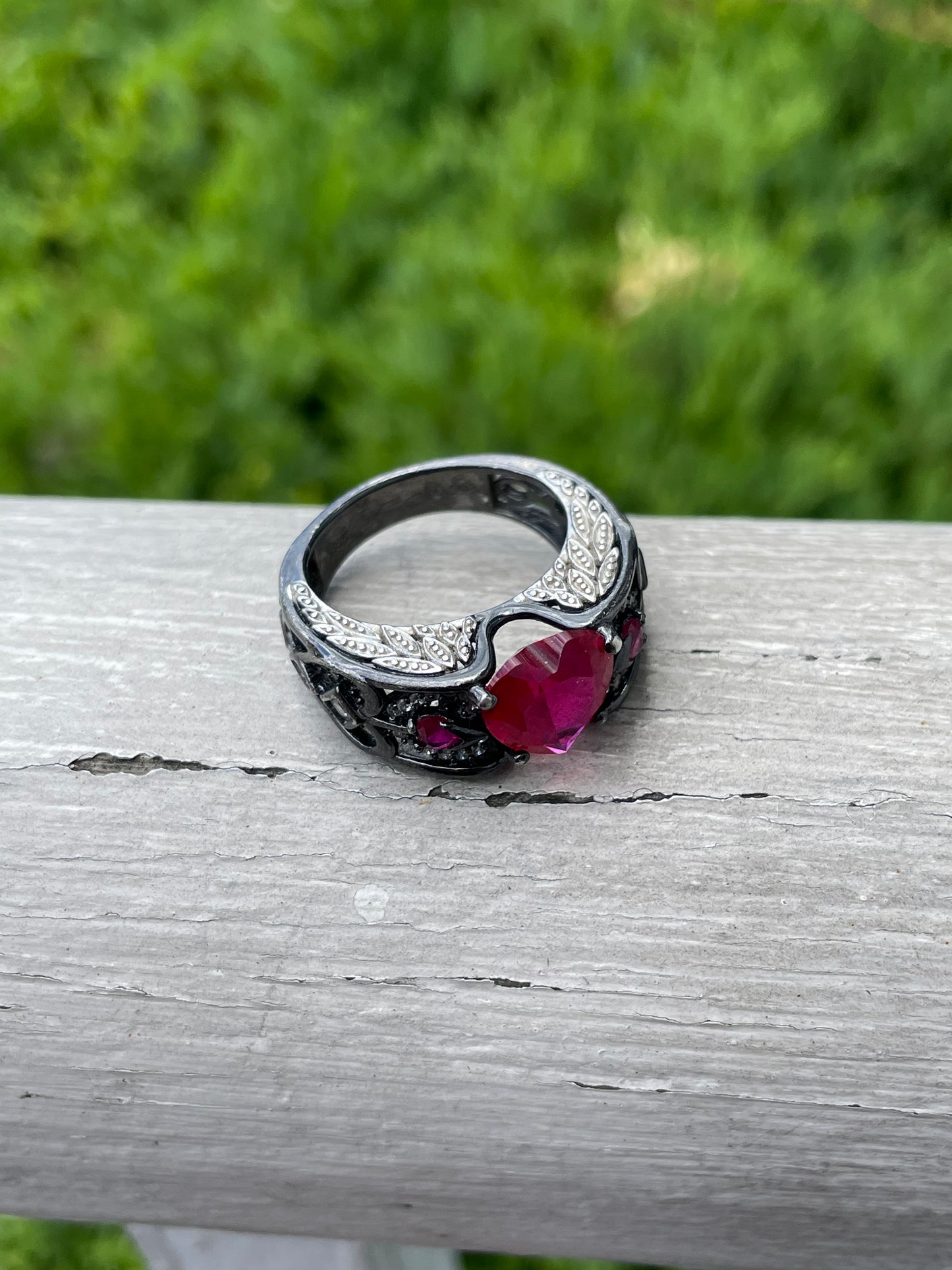Designer Vancaro 925 Sterling Silver Red Heart Angel Wings Ring