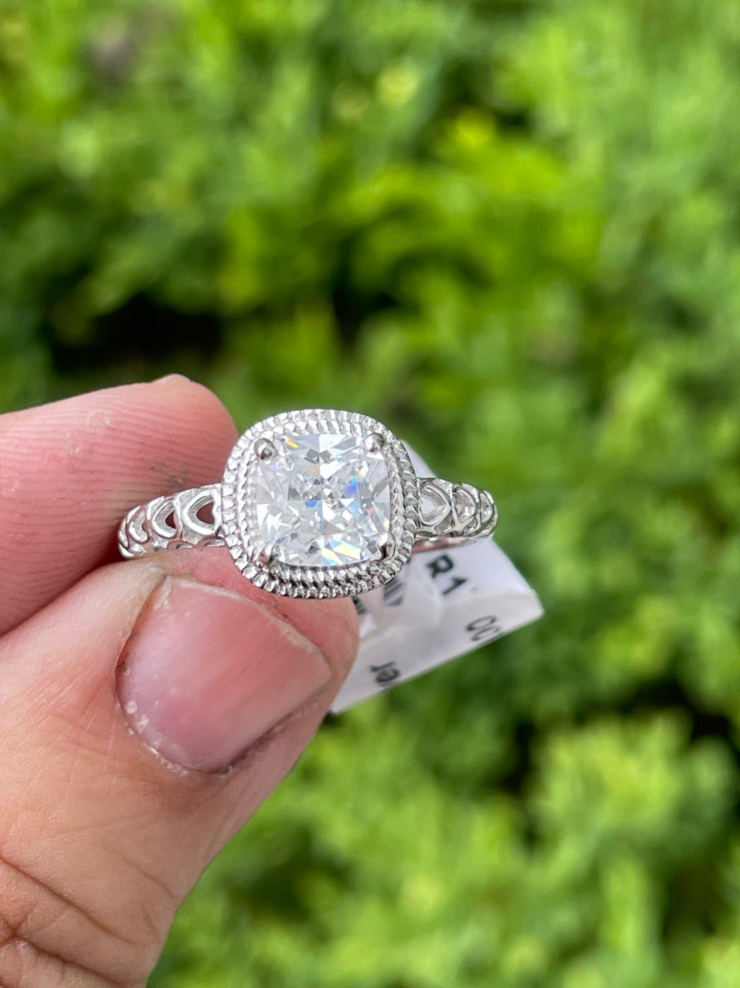 925 Sterling Silver Classic Cable Halo Clear Zirconia Ring