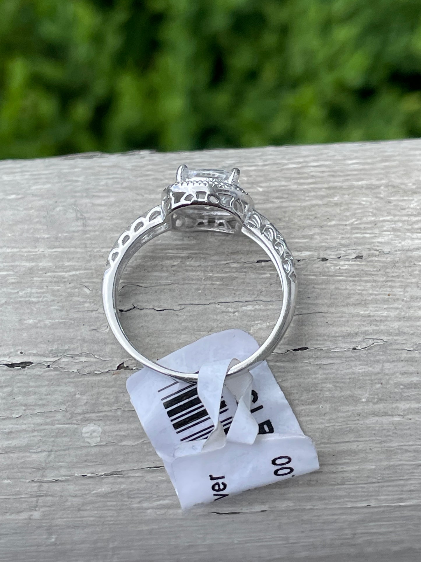 925 Sterling Silver Classic Cable Halo Clear Zirconia Ring