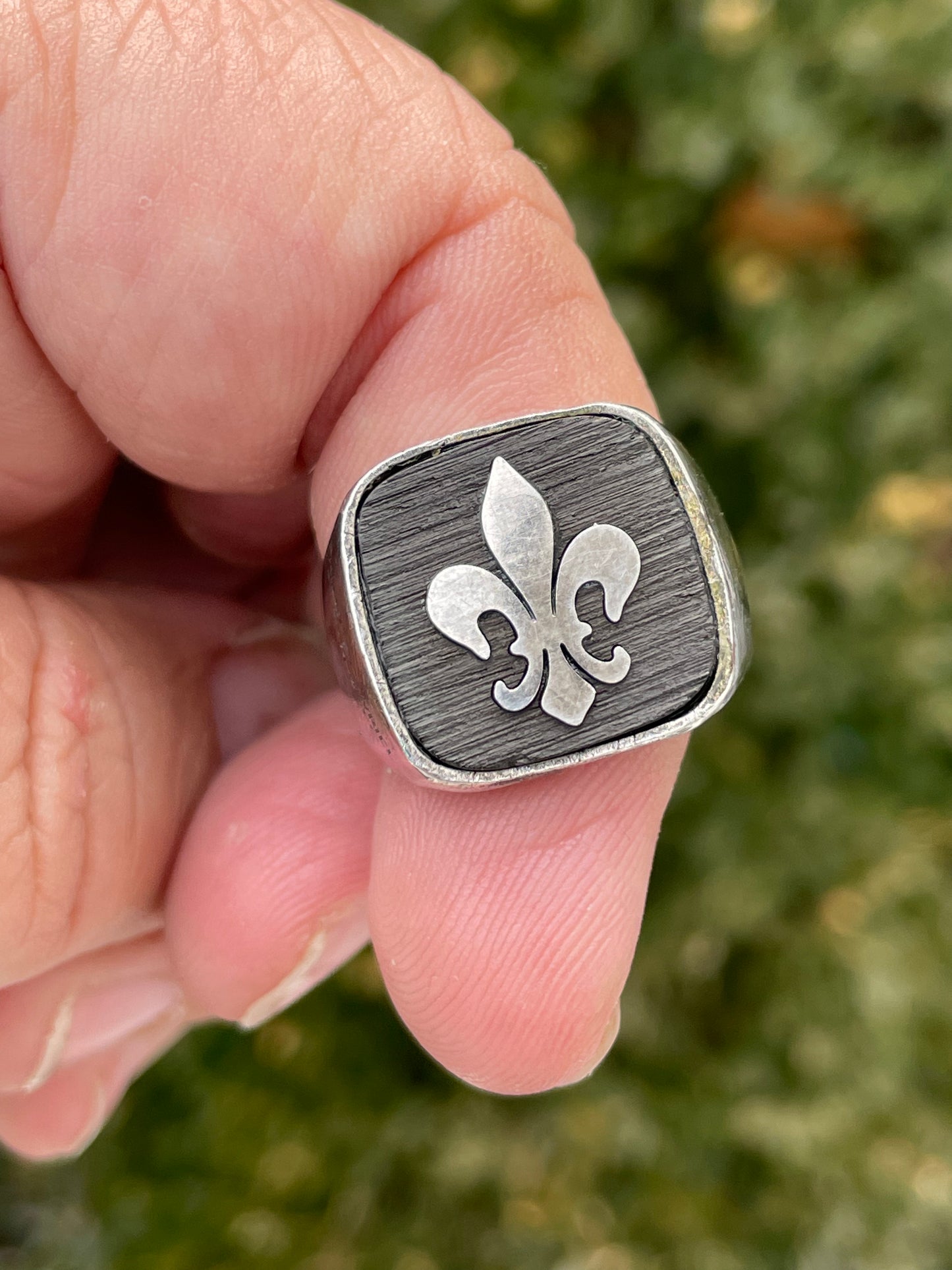 Designer Phillip Gavriel by Mannucci 925 Sterling Silver Fleu de Lis Signet Ring