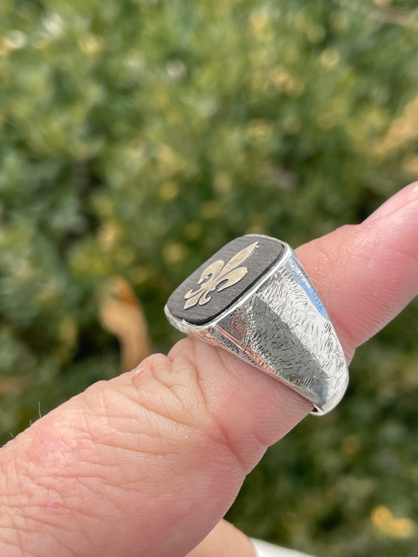 Designer Phillip Gavriel by Mannucci 925 Sterling Silver Fleu de Lis Signet Ring