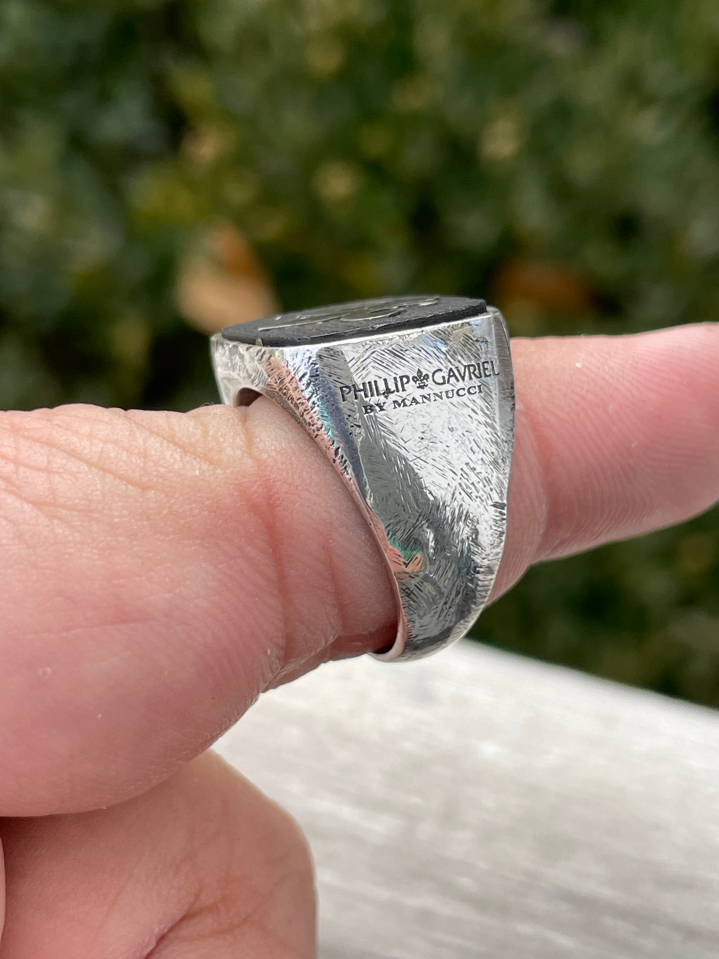 Designer Phillip Gavriel by Mannucci 925 Sterling Silver Fleu de Lis Signet Ring