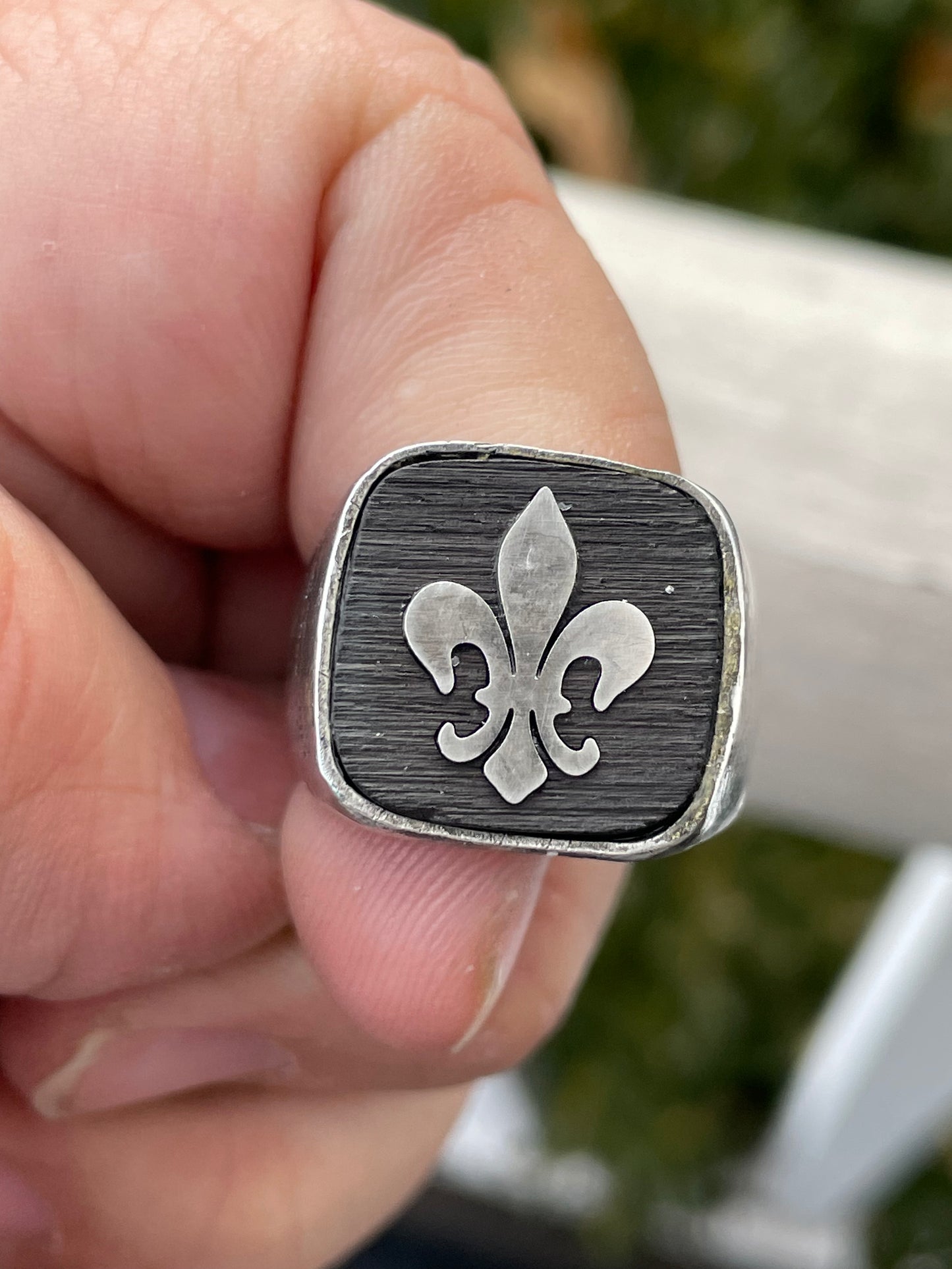 Designer Phillip Gavriel by Mannucci 925 Sterling Silver Fleu de Lis Signet Ring