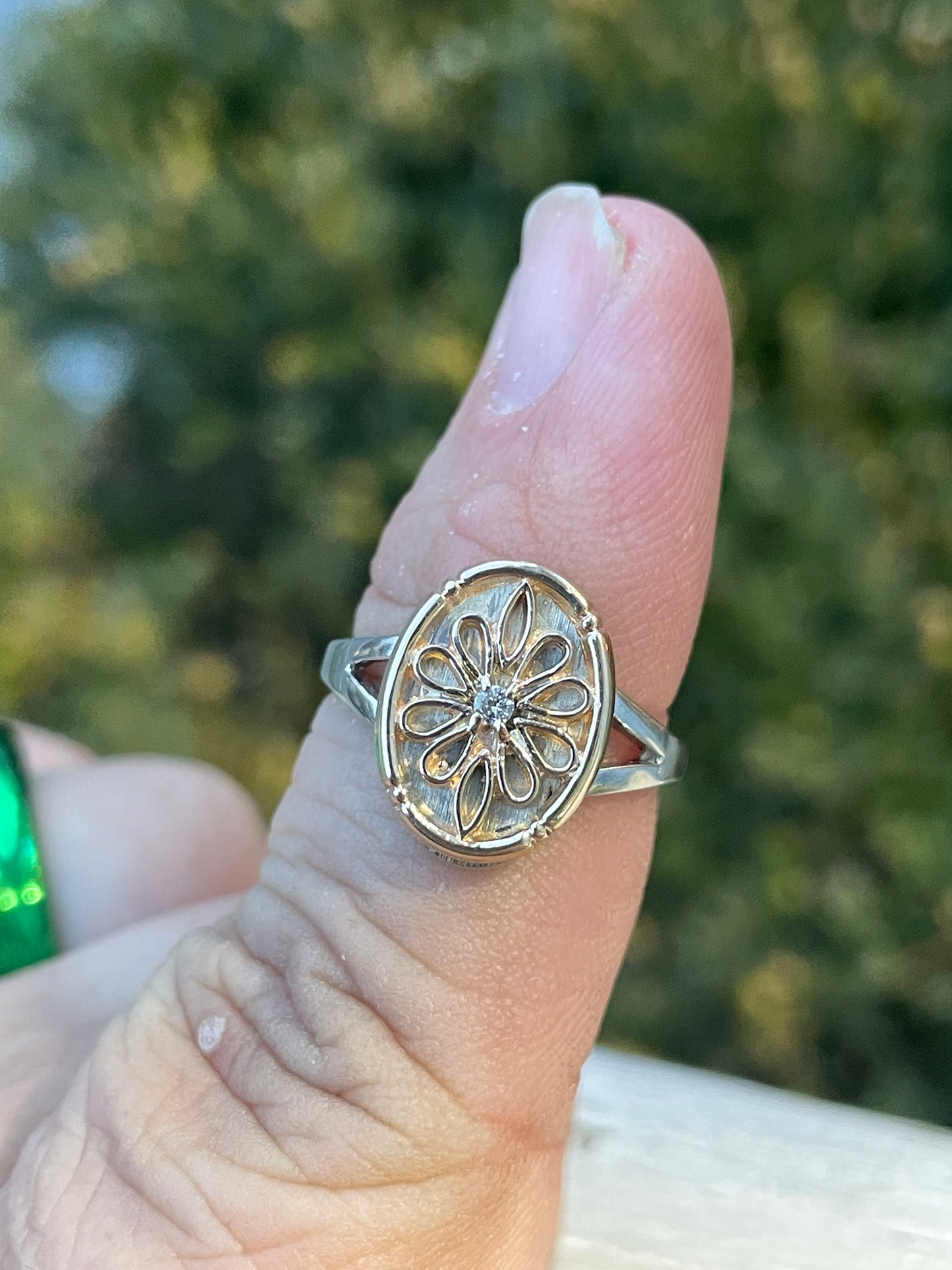 14k & 10k Gold Handmade Lace Filigree Diamond Signet Ring