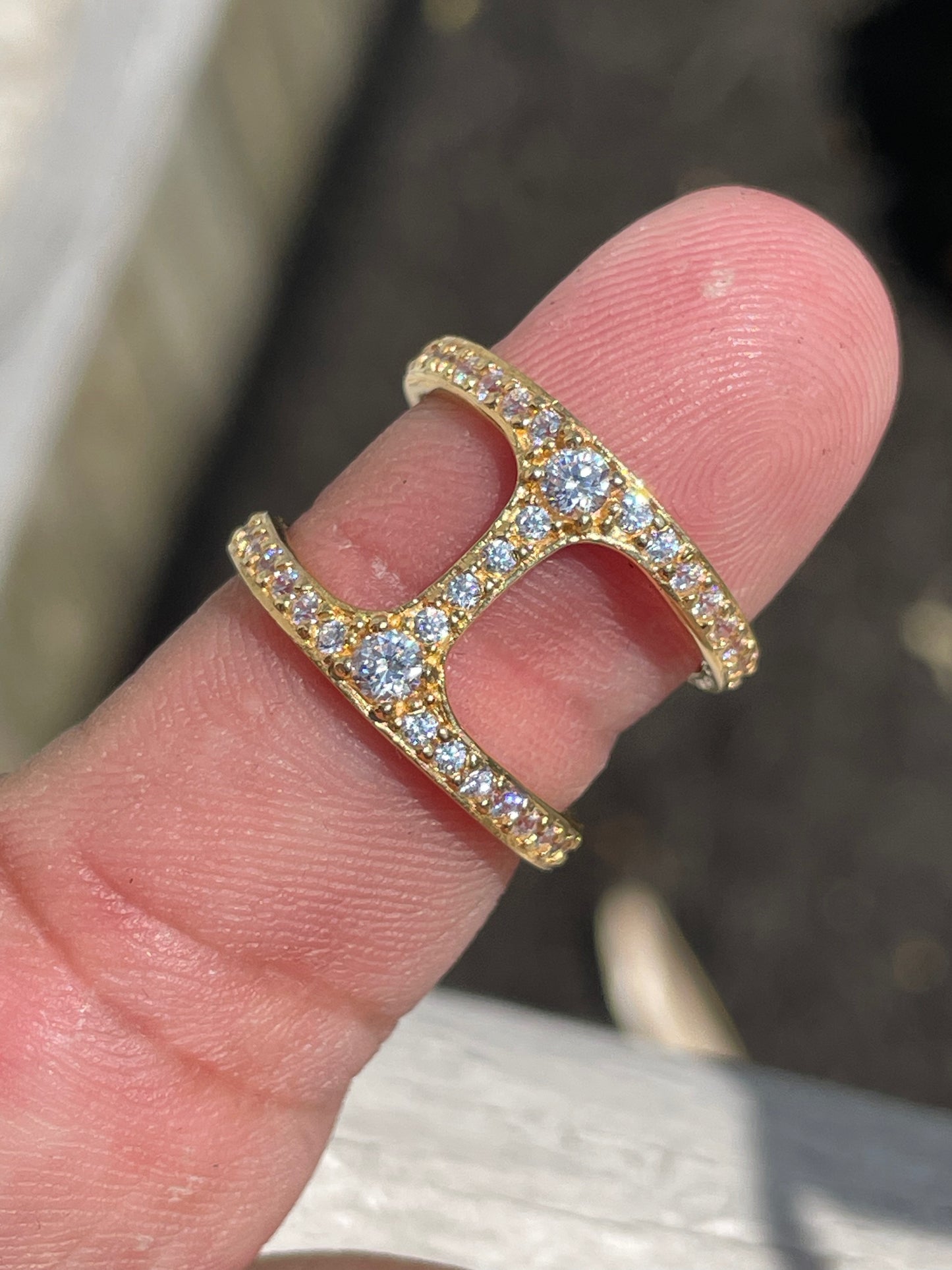 925 Sterling Silver Vermeil Double Band Eternity Ring w/ Cz