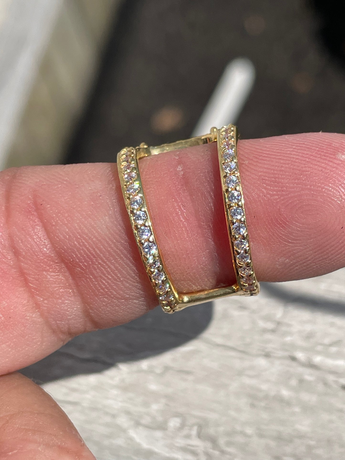 925 Sterling Silver Vermeil Double Band Eternity Ring w/ Cz