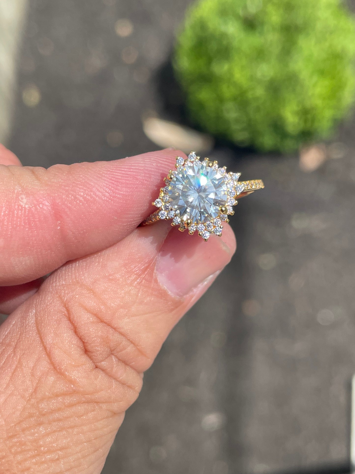 925 Sterling Silver Vermeil 2.00ct Moisonite Cocktail Ring