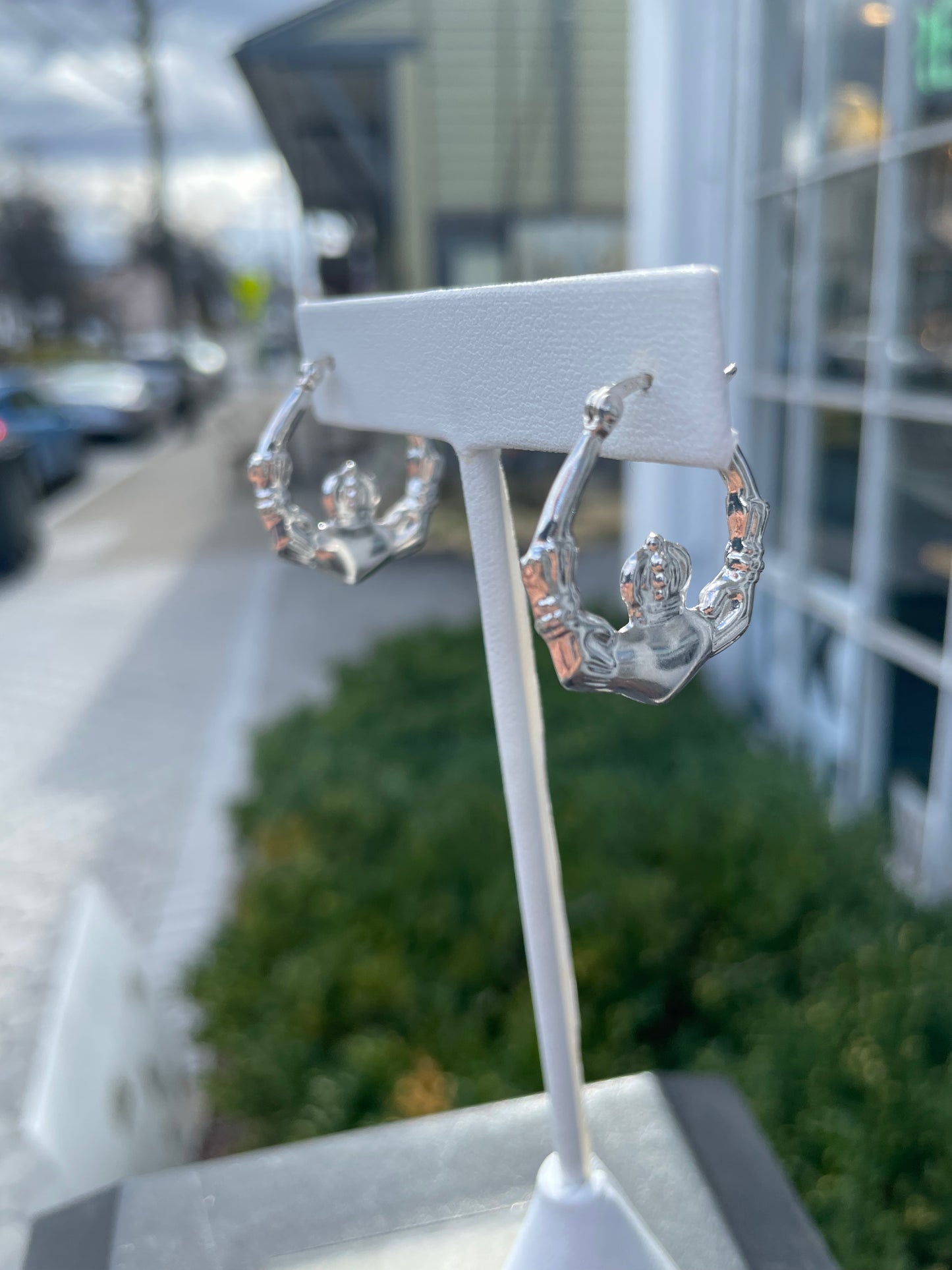 925 Sterling Silver Irish Claddagh Hoop Earrings