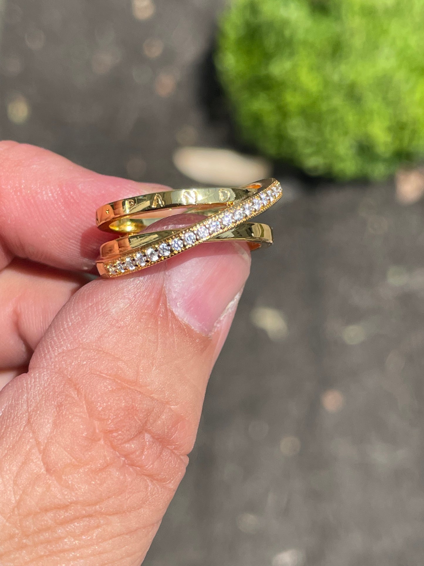 Pandora Shine Crossover Pavé Triple Band Ring Sz 7.5
