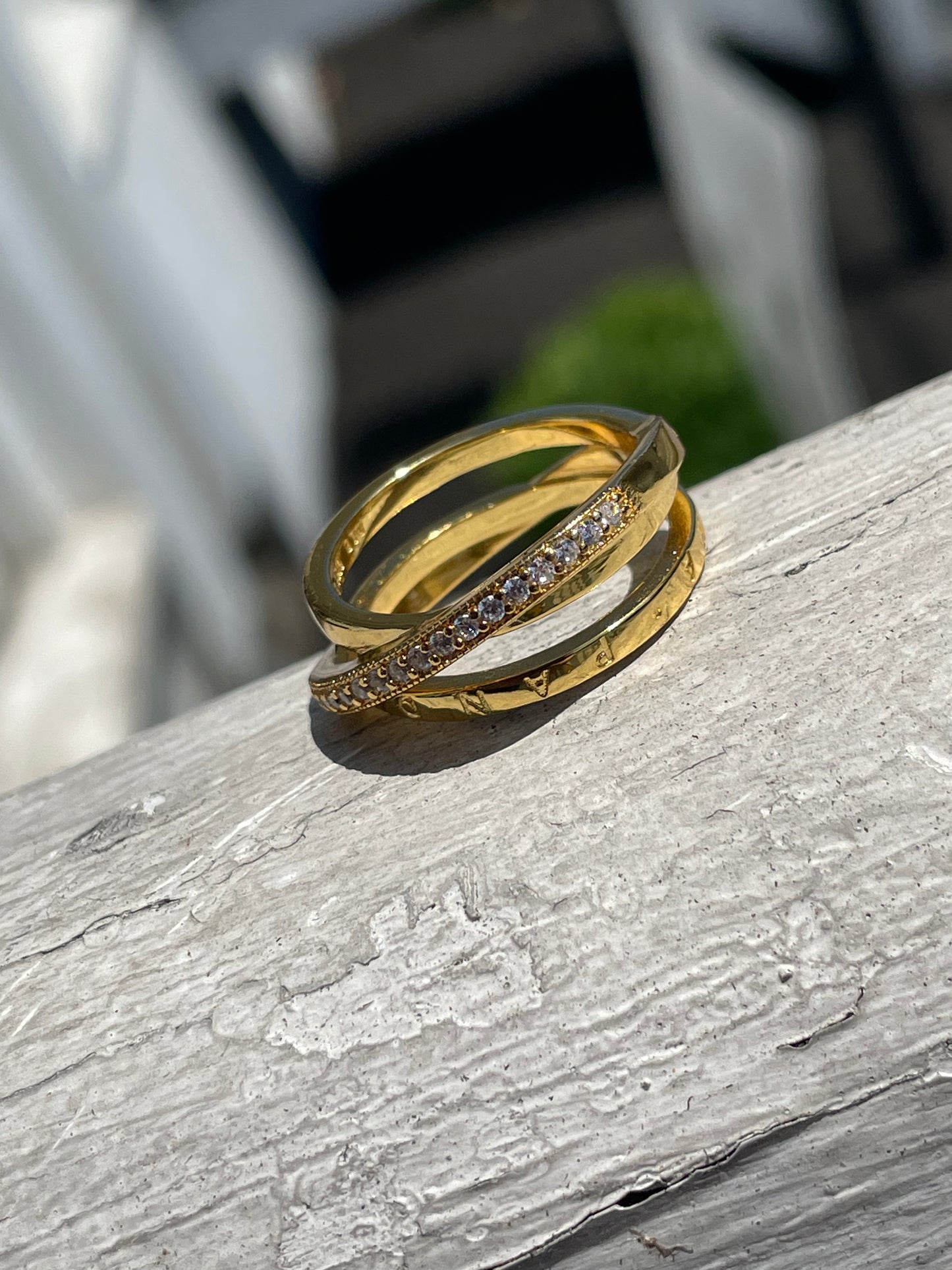 Pandora Shine Crossover Pavé Triple Band Ring Sz 7.5