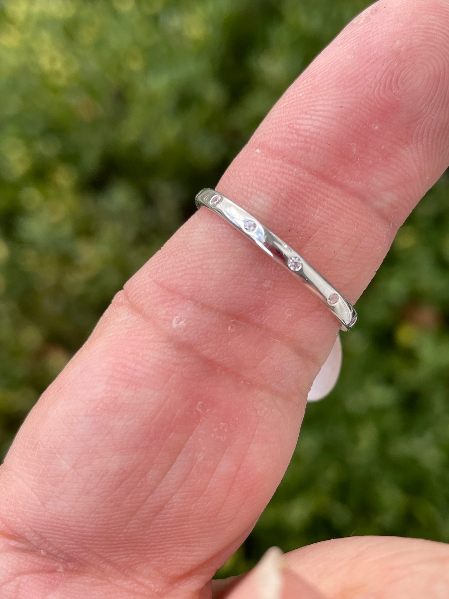 925 Sterling Silver Clear Zirconia Thin Band Stack Ring