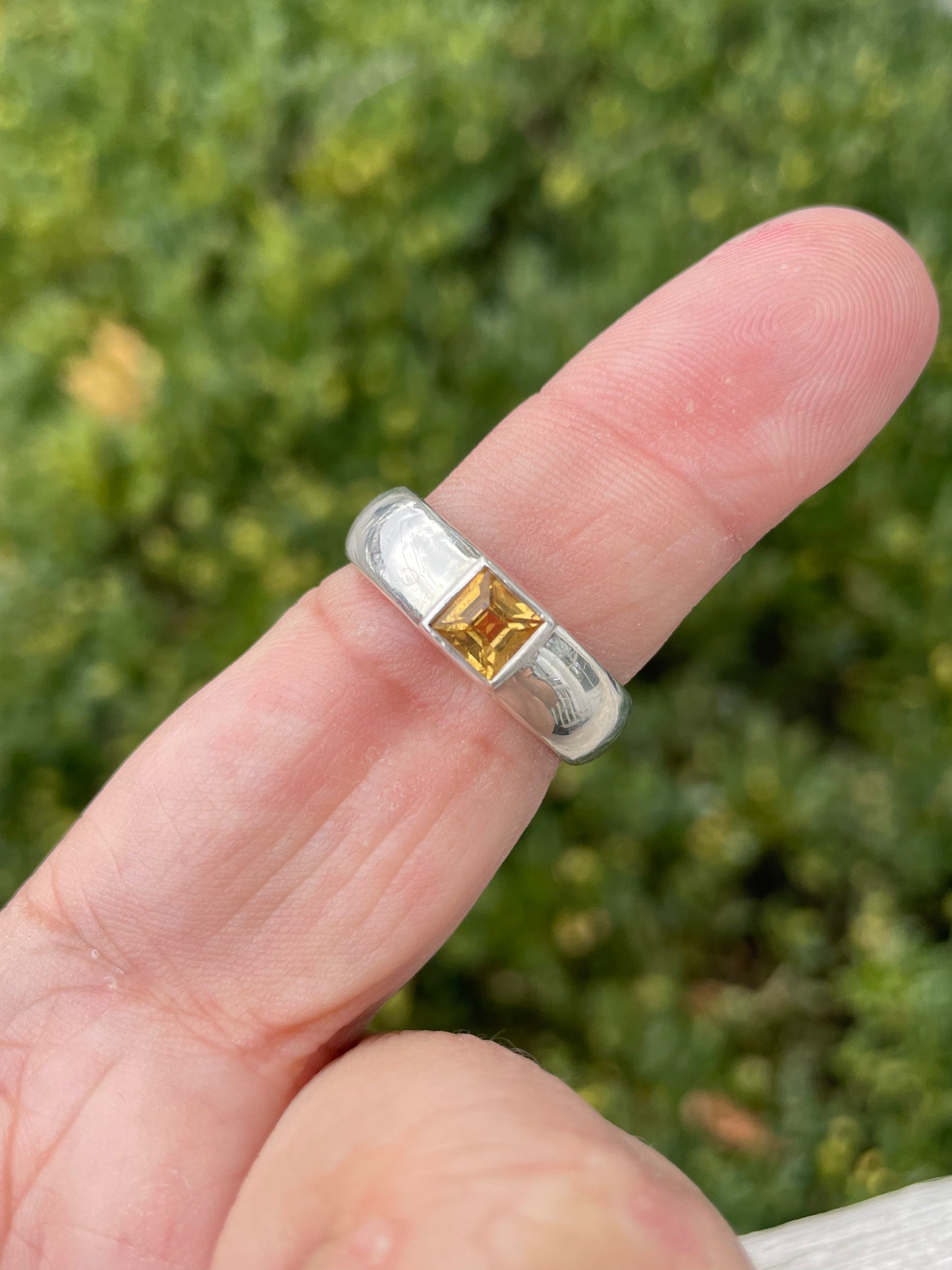925 Sterling Silver Thick Citrine Band Ring