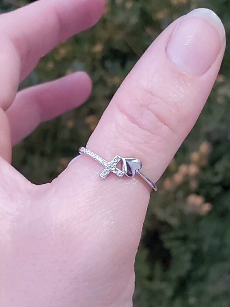 925 Sterling Silver Petite Faith & Love Wraparound Ring