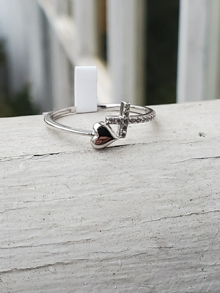 925 Sterling Silver Petite Faith & Love Wraparound Ring