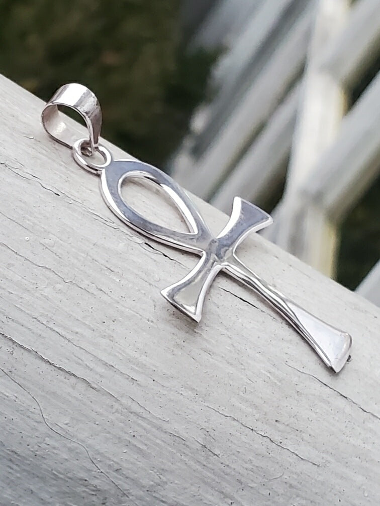 925 Sterling Silver Ankh Pendant Charm