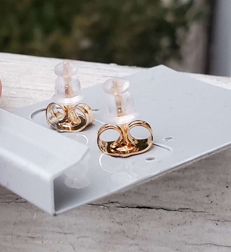 Stainless Steel Vermeil Cz Cross Stud Earrings