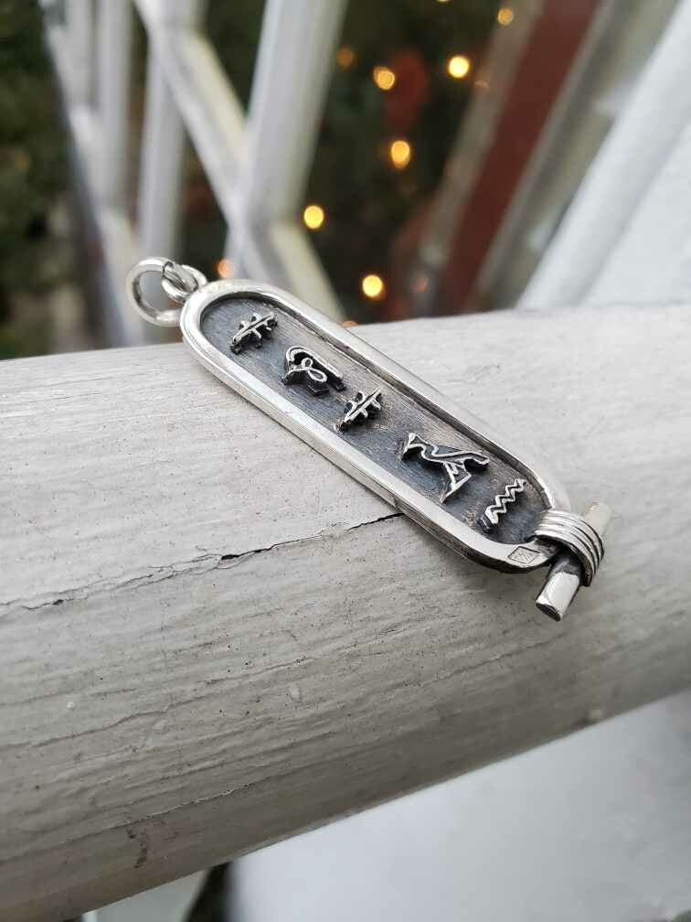 925 Sterling Silver Egyptian Cartouche Pendant Charm
