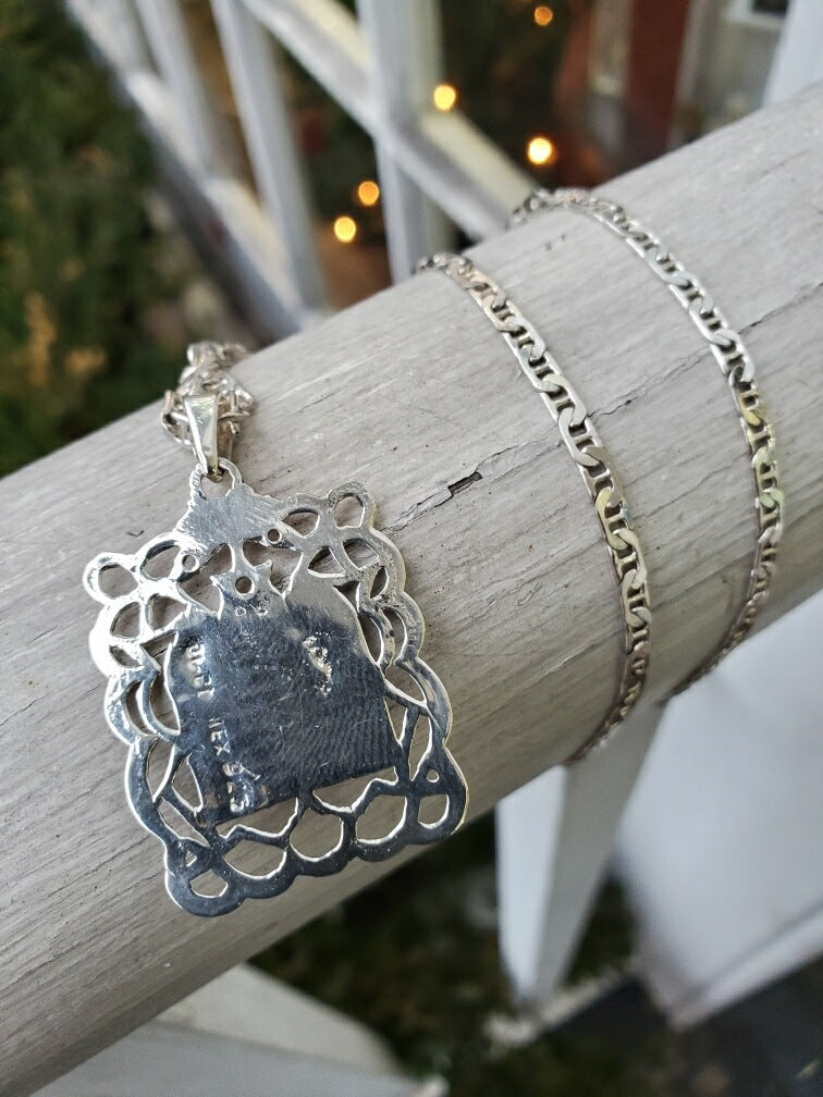 925 Sterling Silver Star of David with 10 Commandments Necklace
