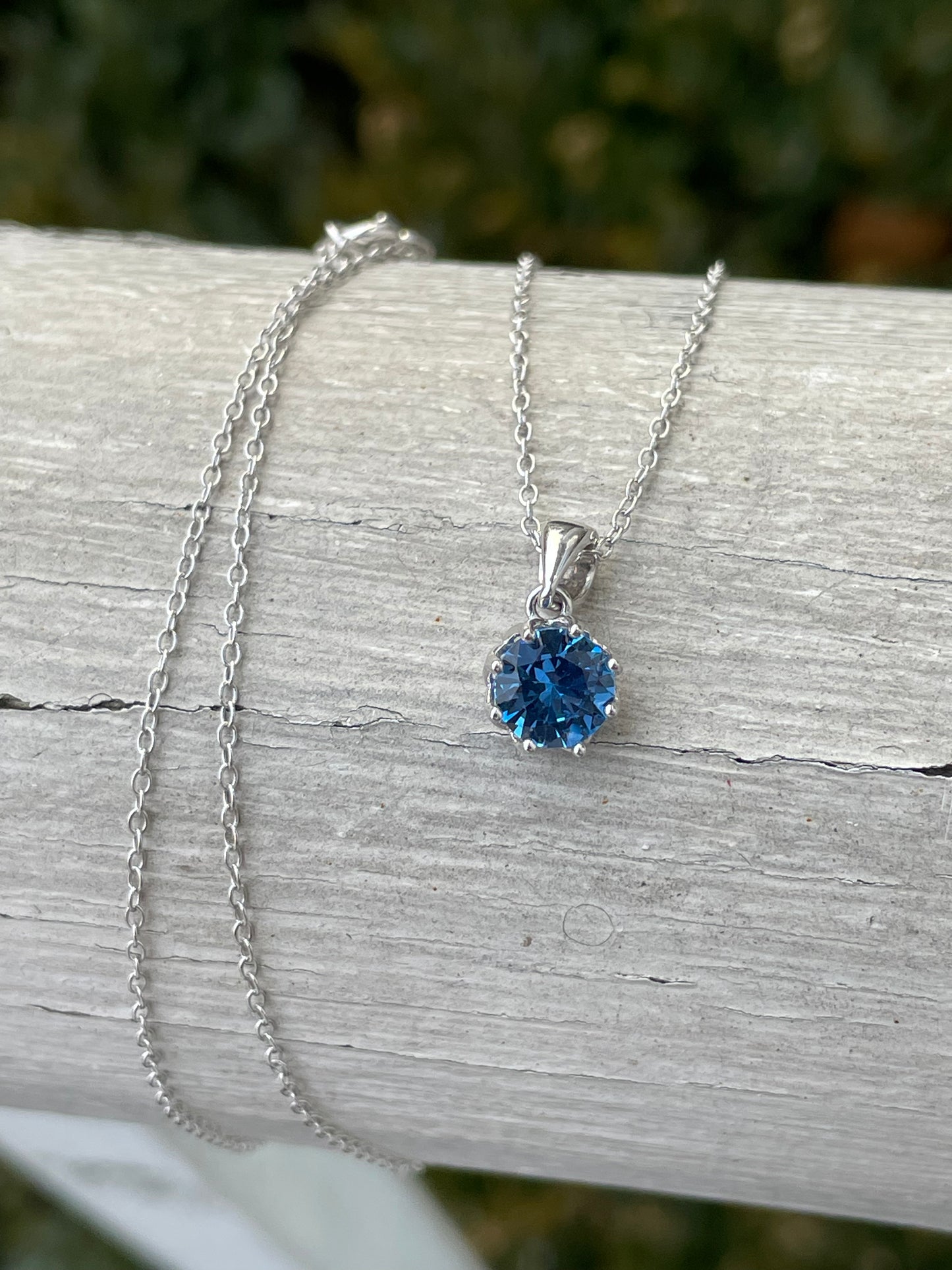 925 Sterling Silver Hampton Blue Topaz Solitaire Necklace