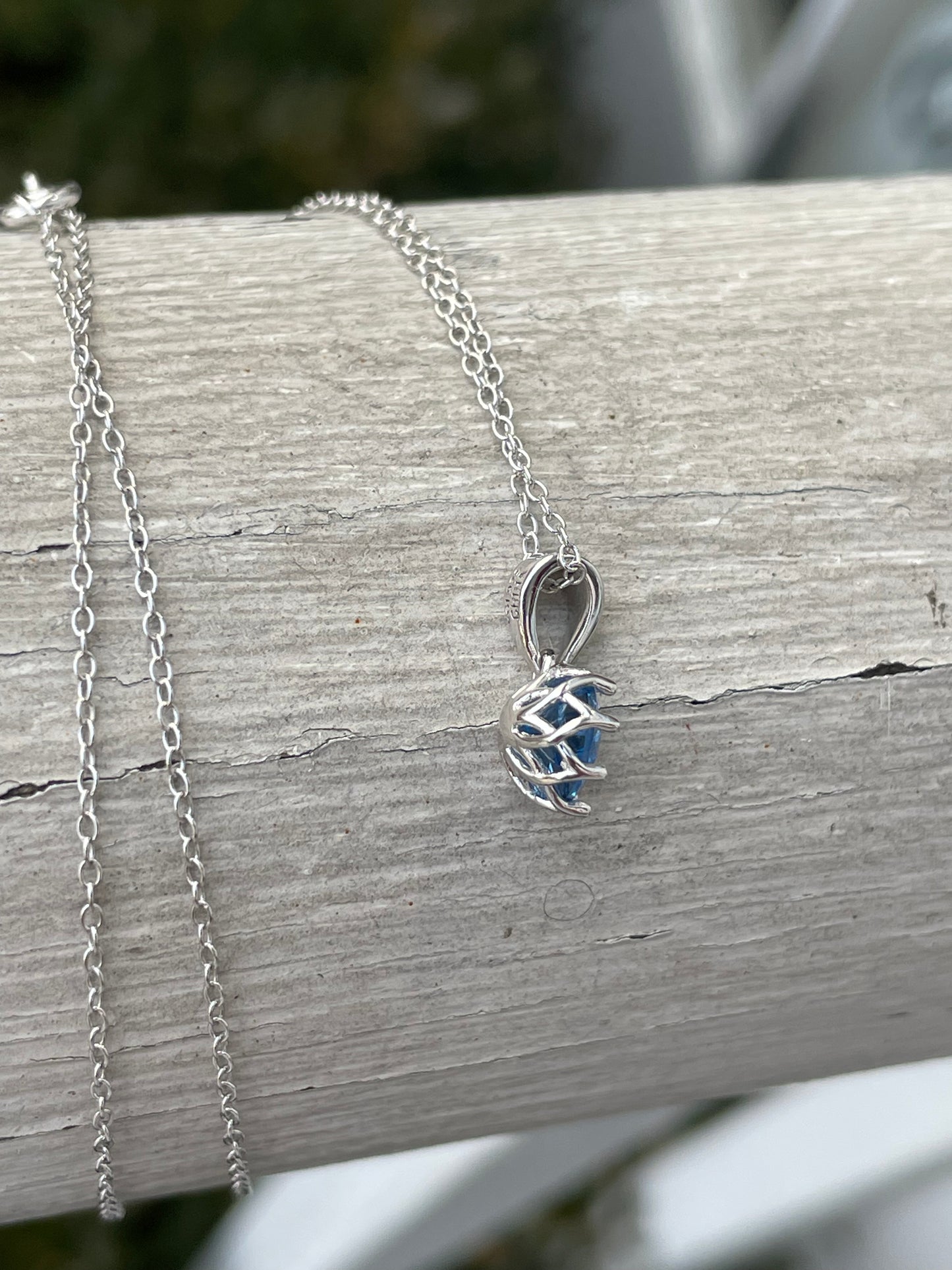 925 Sterling Silver Hampton Blue Topaz Solitaire Necklace