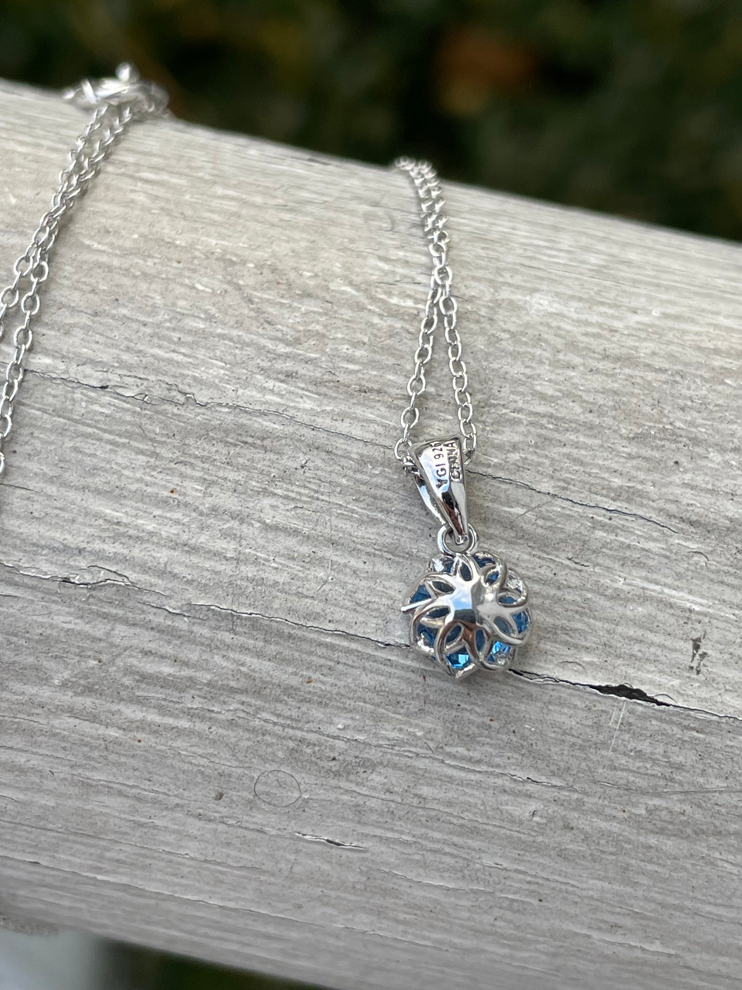 925 Sterling Silver Hampton Blue Topaz Solitaire Necklace