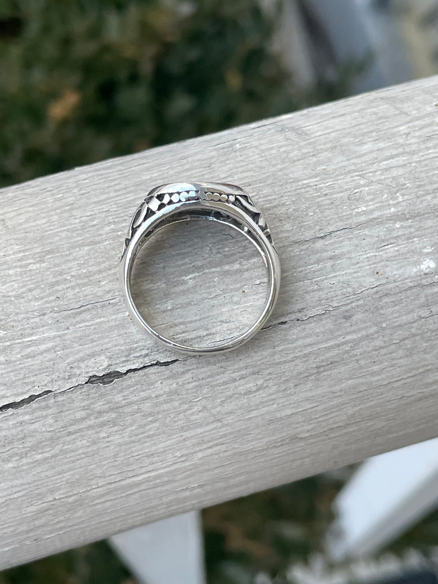 925 Sterling Silver Ohm Signet Ring Sz 7.75