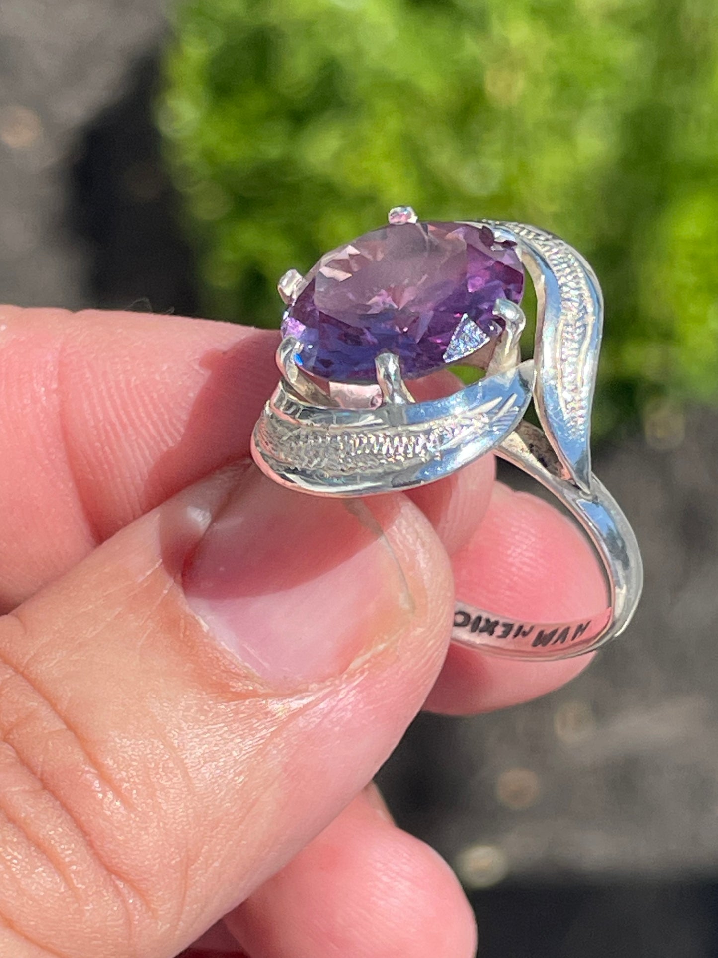 925 Sterling Silver 9.00ct Amethyst Statement Ring