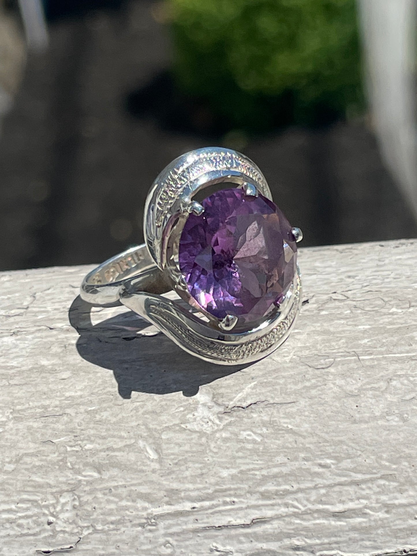 925 Sterling Silver 9.00ct Amethyst Statement Ring