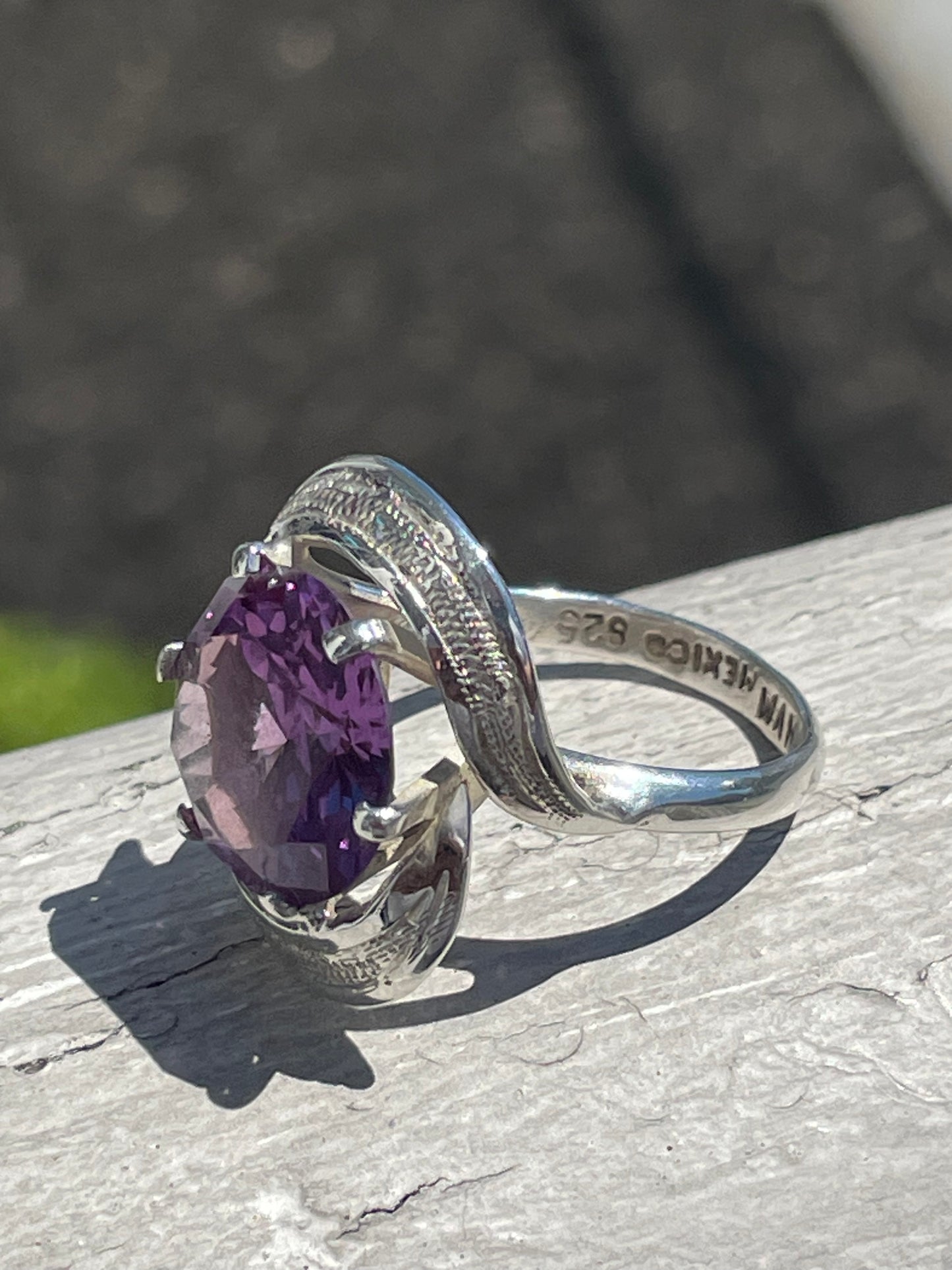 925 Sterling Silver 9.00ct Amethyst Statement Ring