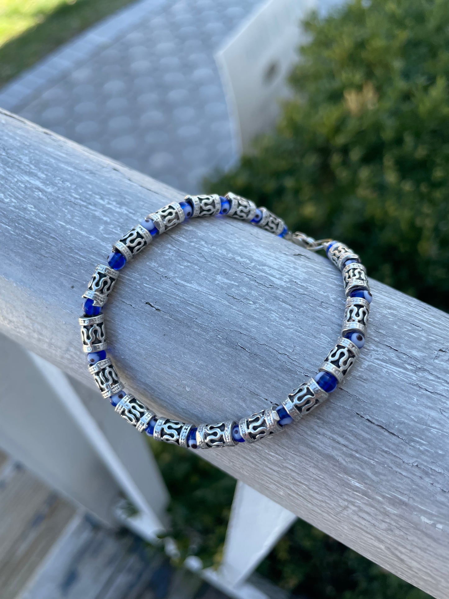 925 Sterling Silver Turkish Eye of Protection Bead Bracelet