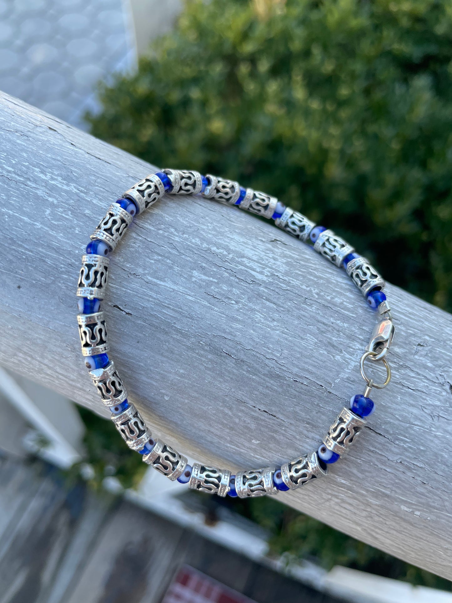 925 Sterling Silver Turkish Eye of Protection Bead Bracelet