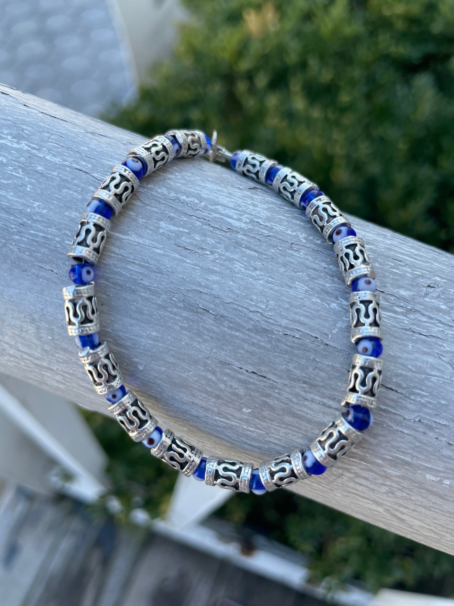 925 Sterling Silver Turkish Eye of Protection Bead Bracelet