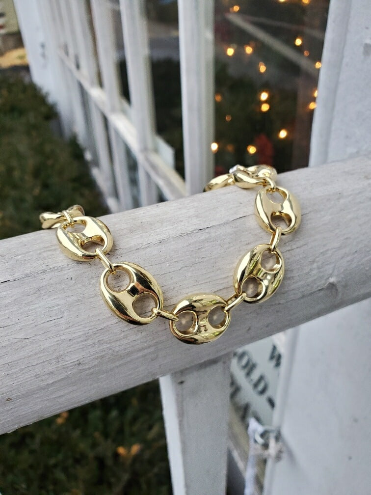 14k Gold Puff Gucci Link Bracelet