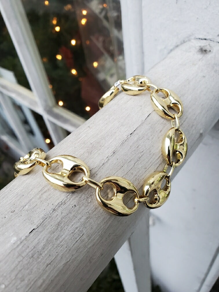 14k Gold Puff Gucci Link Bracelet