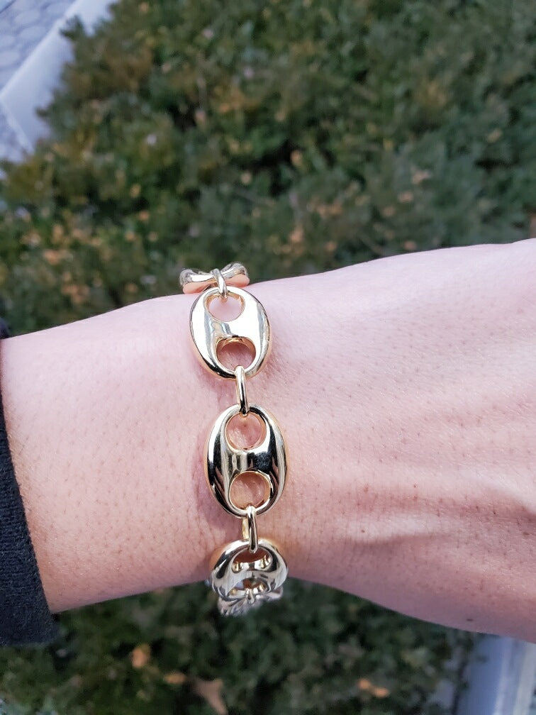 14k Gold Puff Gucci Link Bracelet