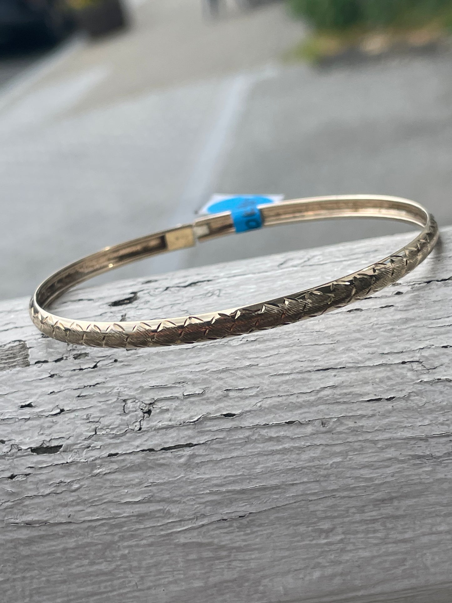 10k Gold Diamond Cut 3.5mm Wide Bangle Bracelet 7”