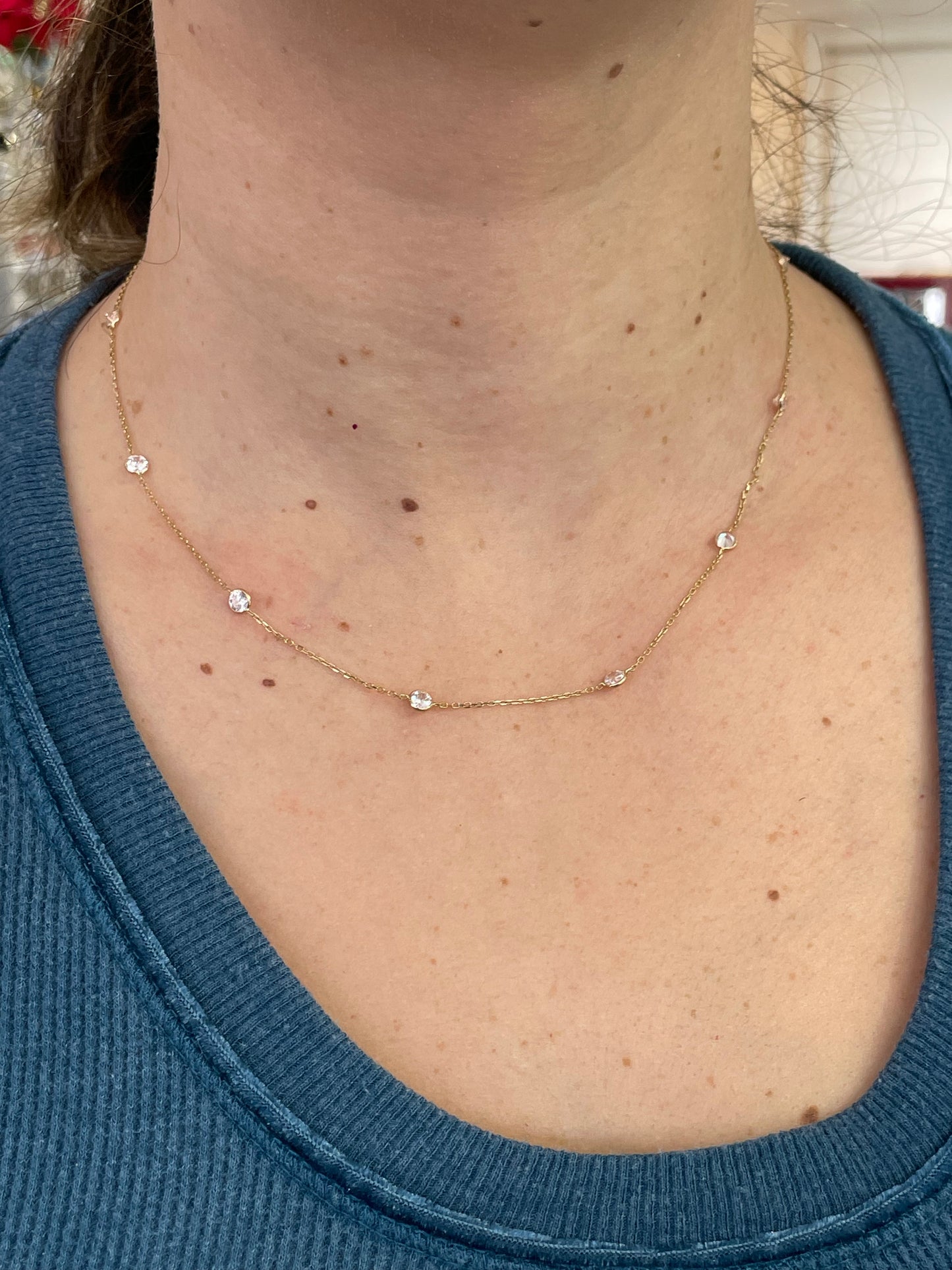 14k Gold Simulated Diamonds by the Yard Necklace