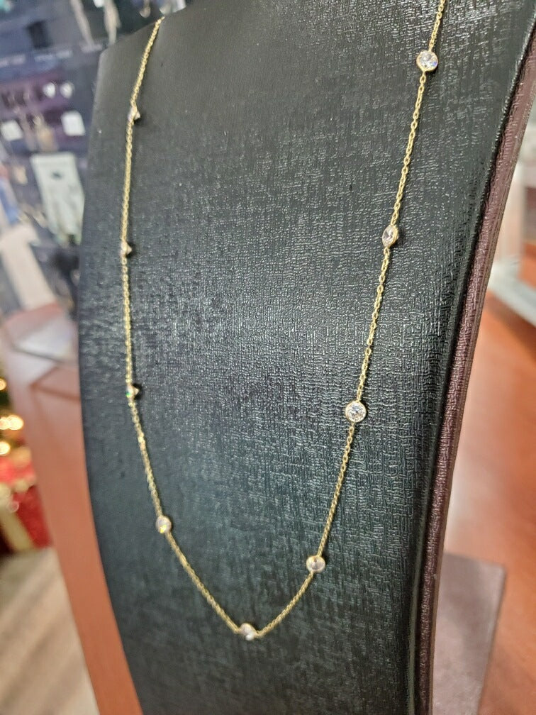 14k Gold Simulated Diamonds by the Yard Necklace