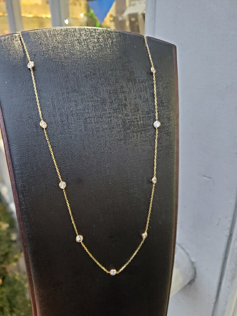 14k Gold Simulated Diamonds by the Yard Necklace