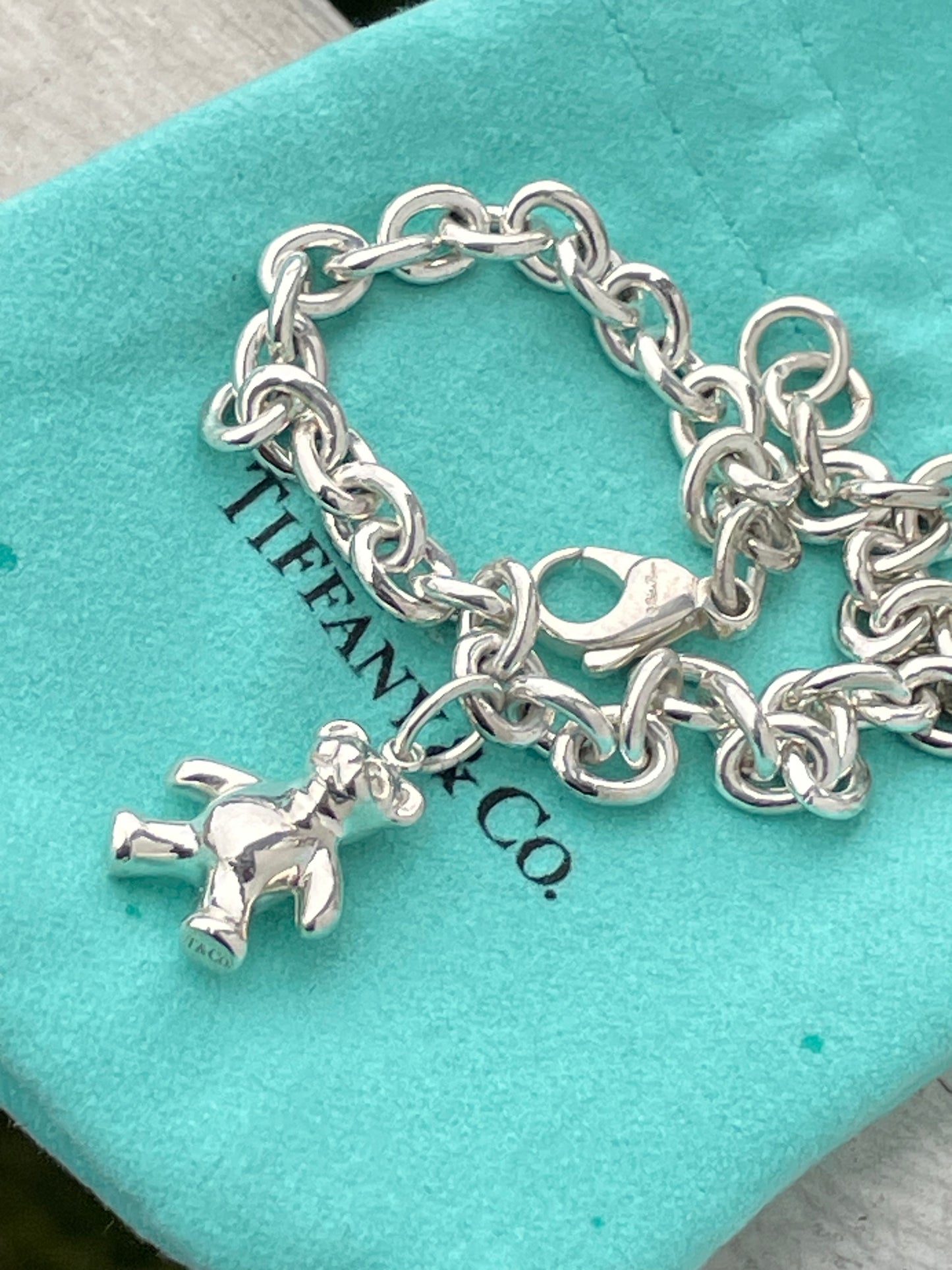 Designer Tiffany & Co. Paloma Picasso Teddy Bear Charm Bracelet