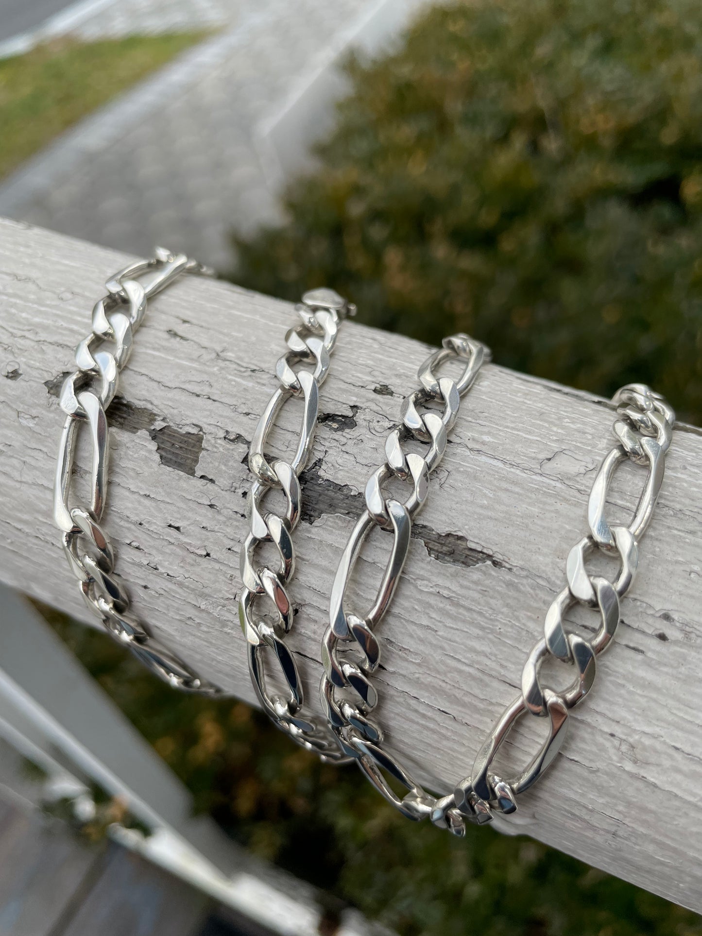 Solid 925 Sterling Silver 7mm Thick Italian Figueroa Chain