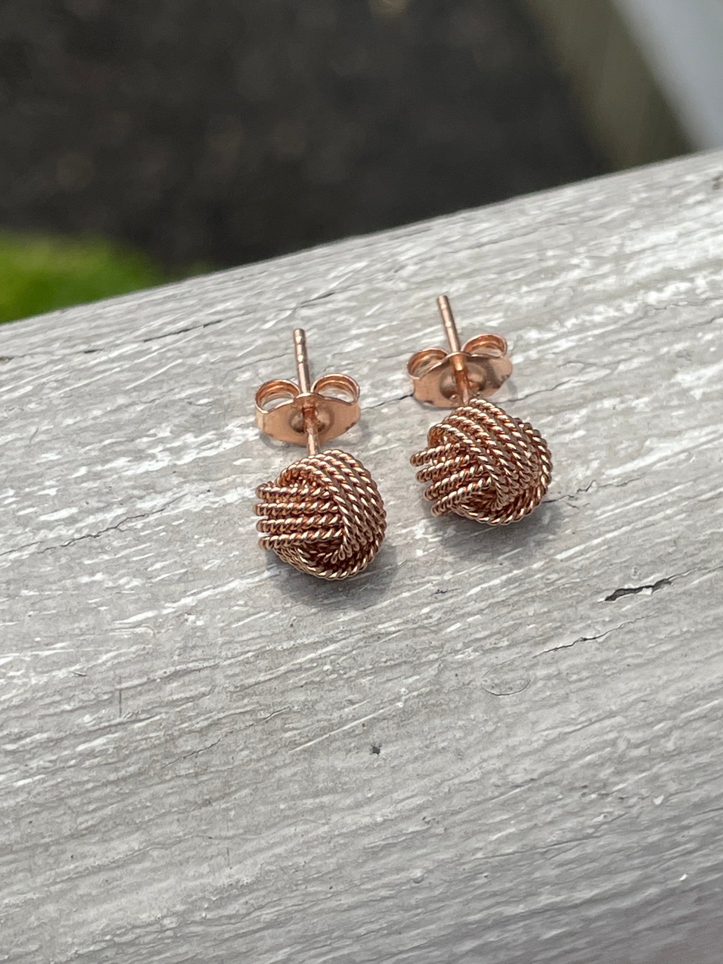 925 Sterling Silver Rose Vermeil Love Knot Earring Studs