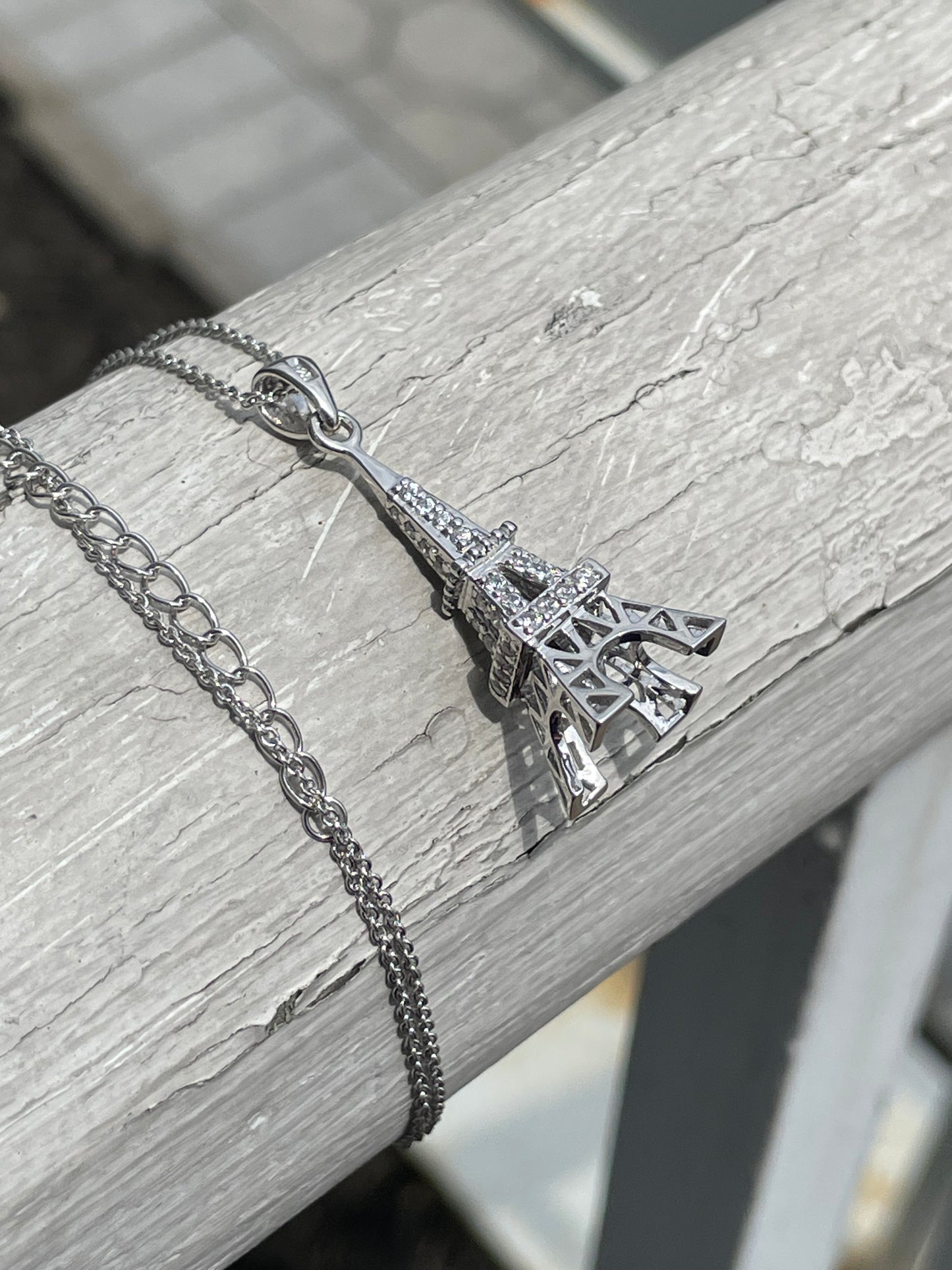 925 Sterling Silver 3-D Paris Eiffel Tower Necklace