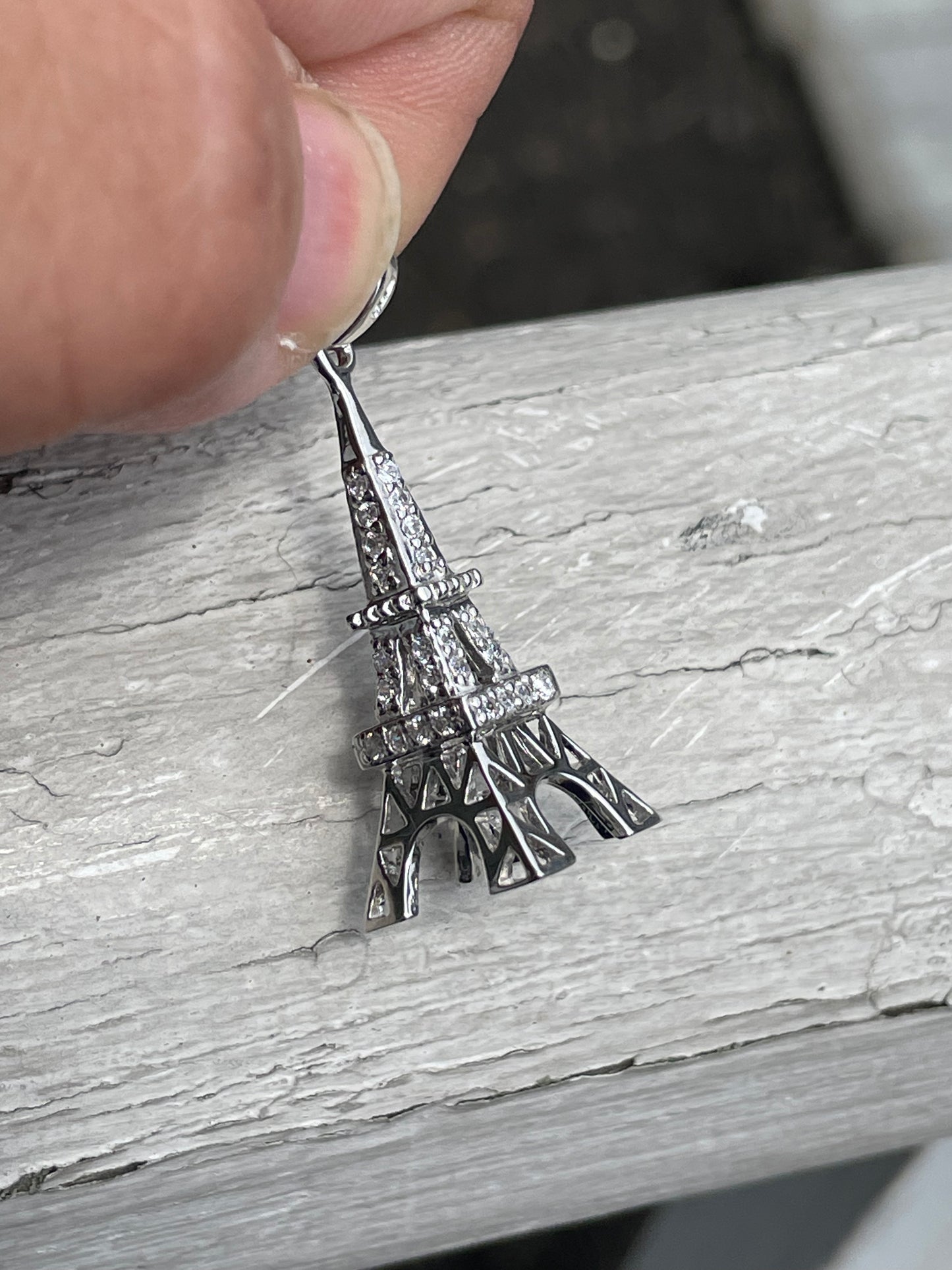 925 Sterling Silver 3-D Paris Eiffel Tower Necklace
