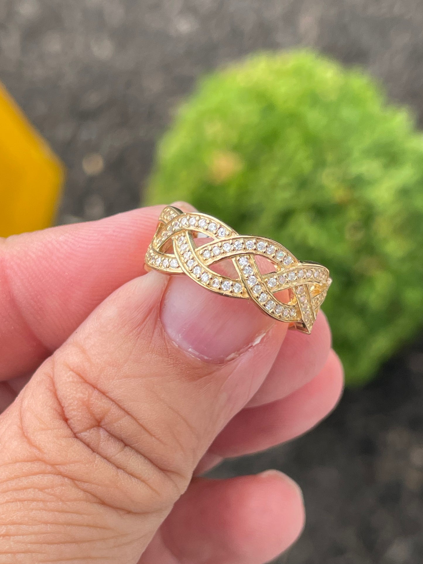 925 Sterling Silver Eternity Knot Band With Cz