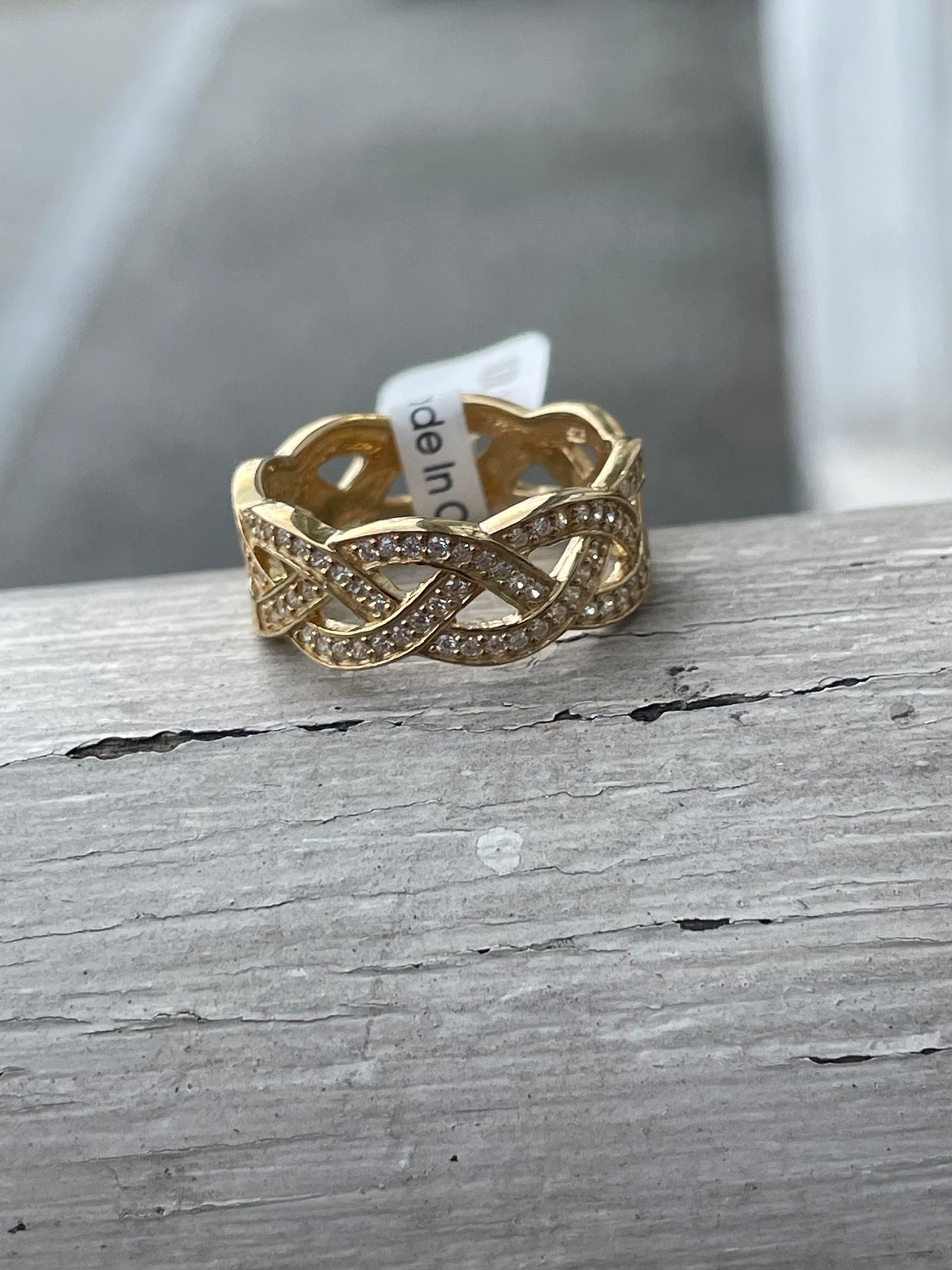 925 Sterling Silver Eternity Knot Band With Cz